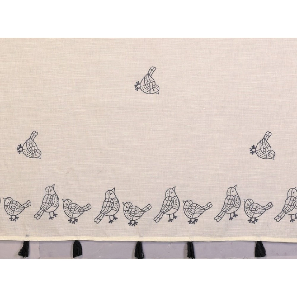 Women's Linen Cotton Printed Saree With Unstitched Blouse 5.5Mtr