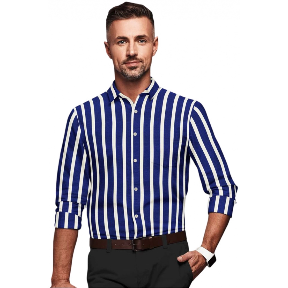 Men's Cotton Blended Striped Full Sleeve Shirt image 4