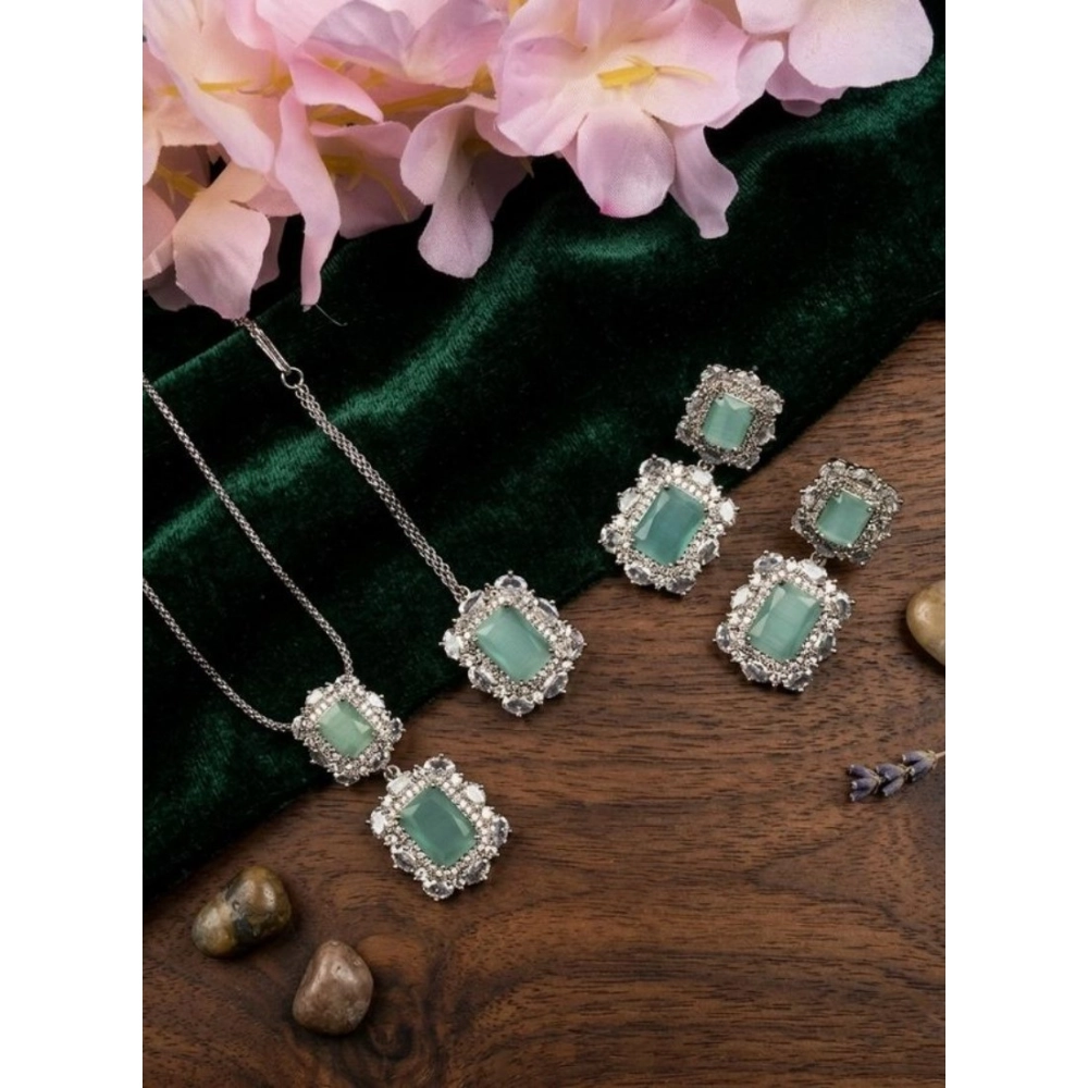 Women's Brass Silver Plated Pendant Set
